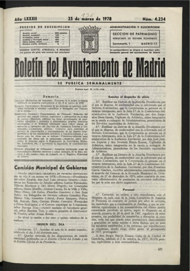 Miniatura de Boletín oficial del Ayuntamiento del 23 de marzo de 1978, nº 4234