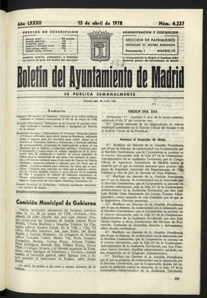 Miniatura de Boletín oficial del Ayuntamiento del 13 de abril de 1978, nº 4237