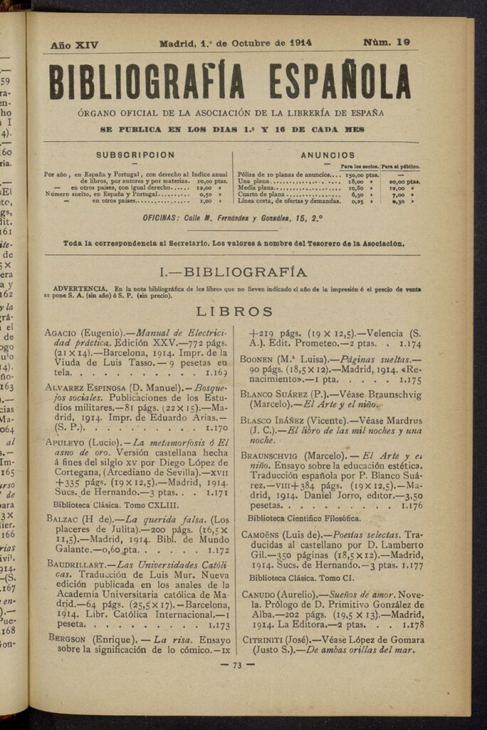 Miniatura de Bibliografía Española del 1 de octubre de 1914