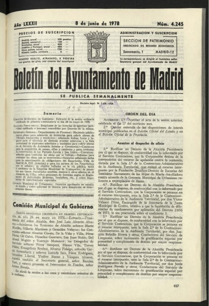 Miniatura de Boletín oficial del Ayuntamiento del 8 de junio de 1978, nº 4245