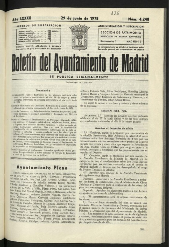 Miniatura de Boletín oficial del Ayuntamiento del 29 de junio de 1978, nº 4248
