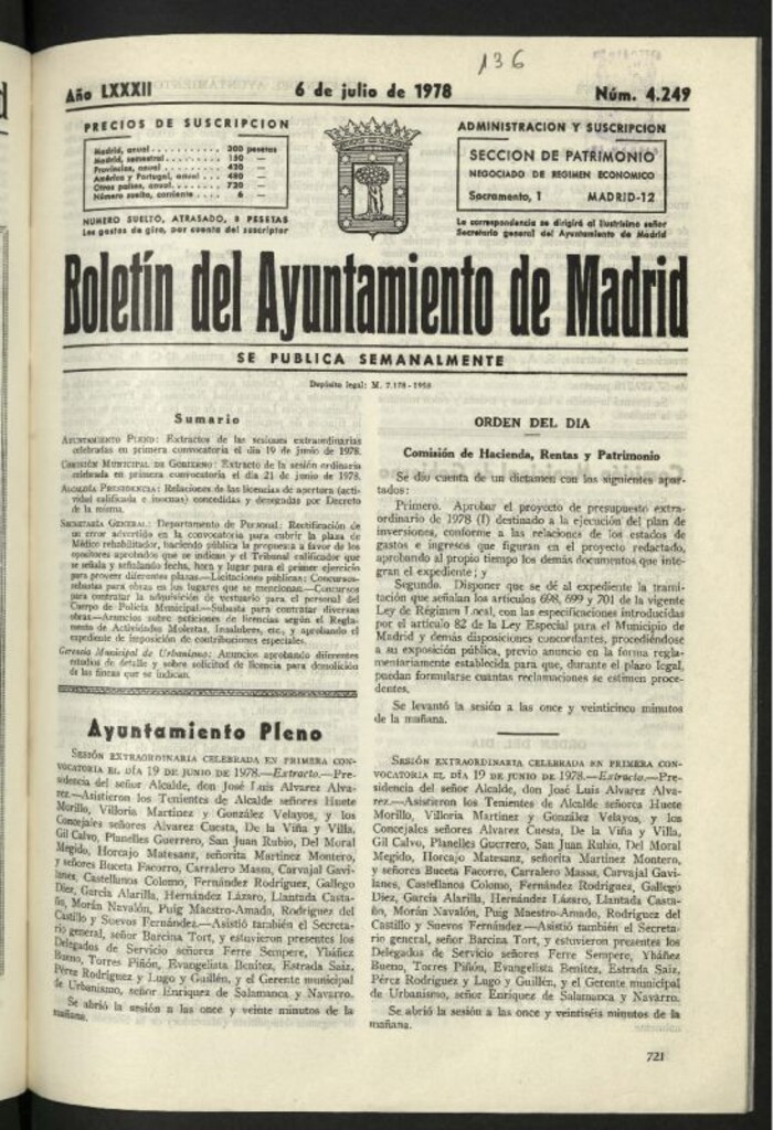 Miniatura de Boletín oficial del Ayuntamiento del 6 de julio de 1978, nº 4249