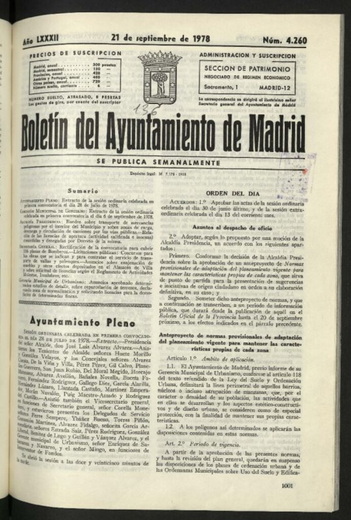 Miniatura de Boletín oficial del Ayuntamiento del 21 de septiembre de 1978, nº 4260