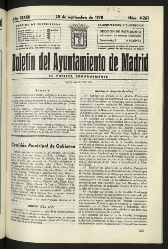 Miniatura de Boletín oficial del Ayuntamiento del 28 de septiembre de 1978, nº 4261