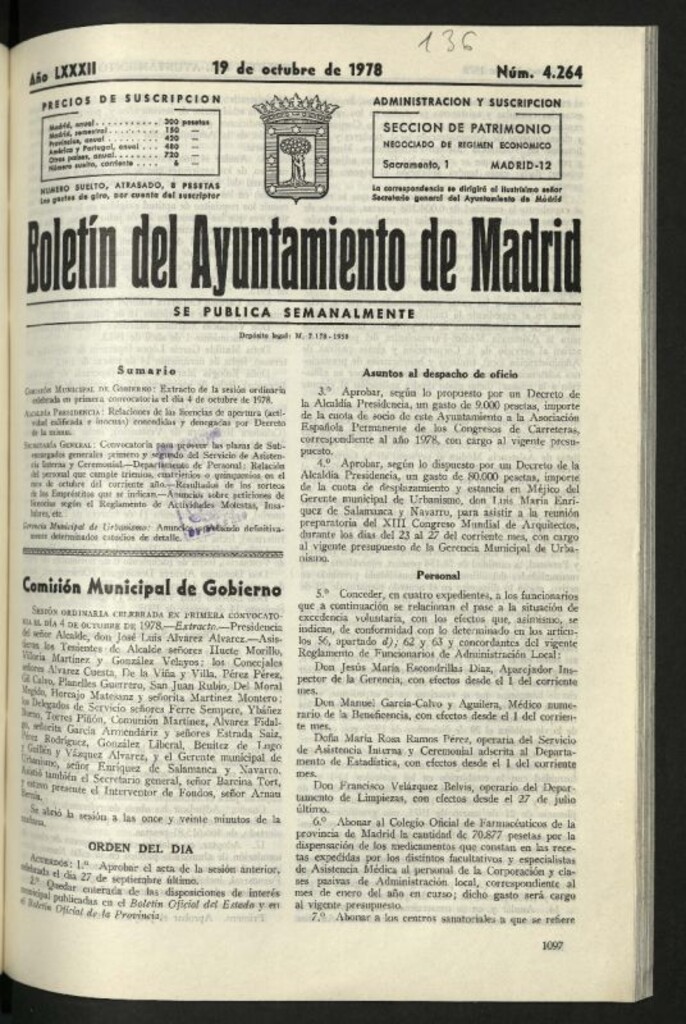 Miniatura de Boletín oficial del Ayuntamiento del 19 de octubre de 1978, nº 4264