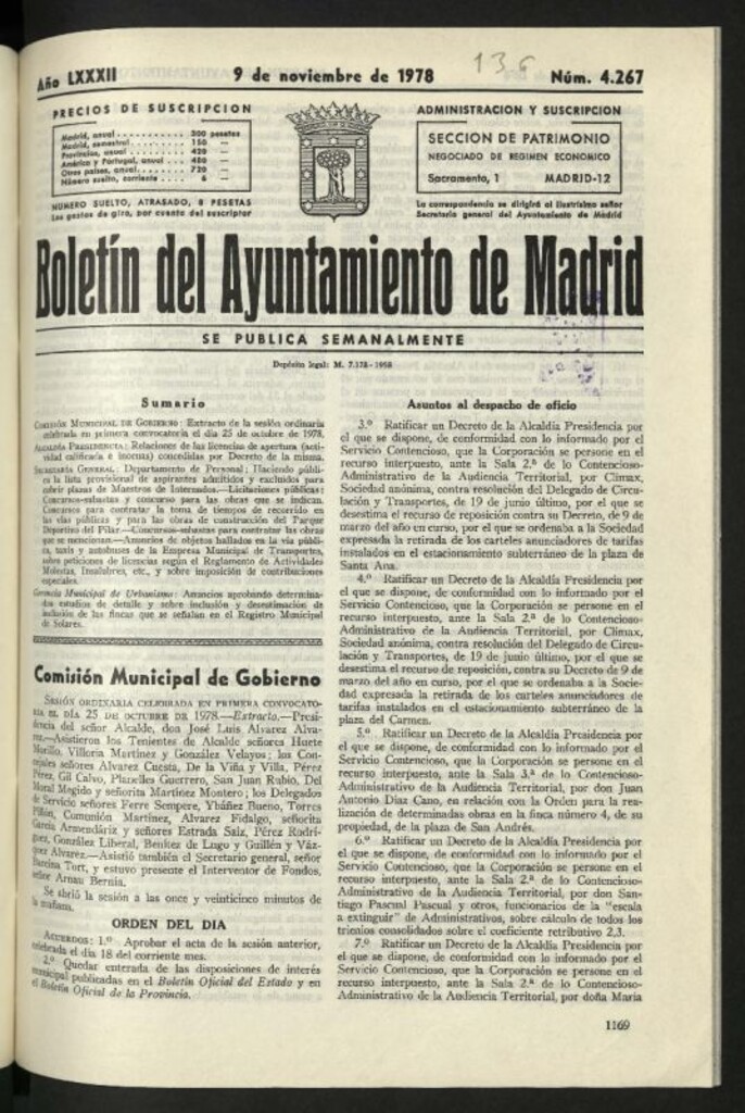 Miniatura de Boletín oficial del Ayuntamiento del 9 de noviembre de 1978, nº 4267