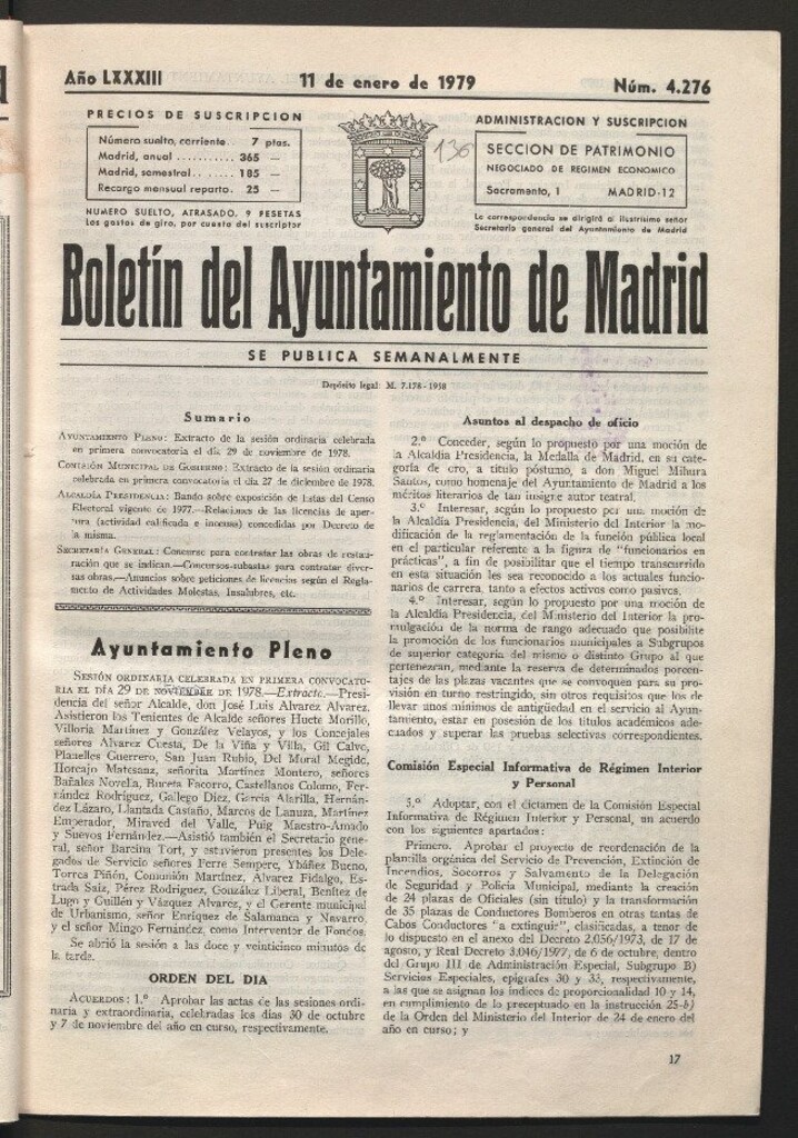 Miniatura de Boletín del Ayuntamiento de Madrid del 11 de enero de 1979