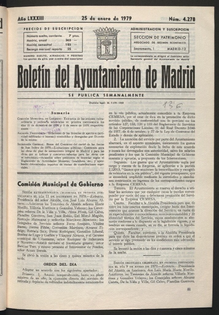 Miniatura de Boletín del Ayuntamiento de Madrid del 25 de enero de 1979