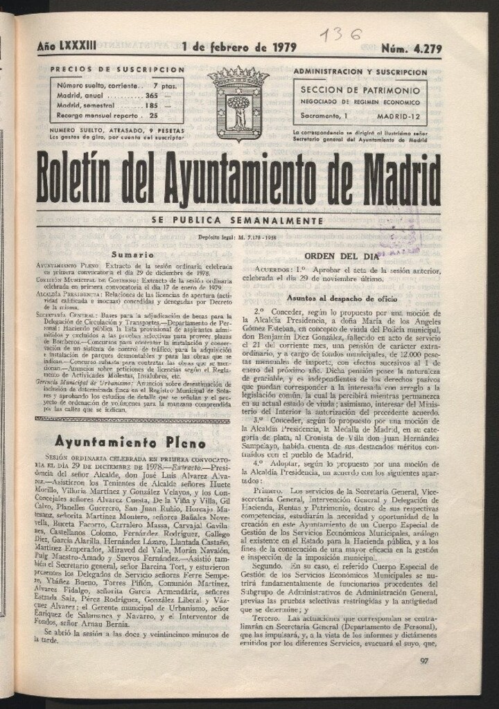 Miniatura de Boletín del Ayuntamiento de Madrid del 1 de febrero de 1979