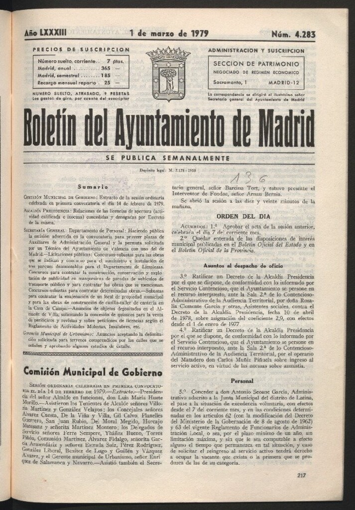 Miniatura de Boletín del Ayuntamiento de Madrid del 1 de marzo de 1979