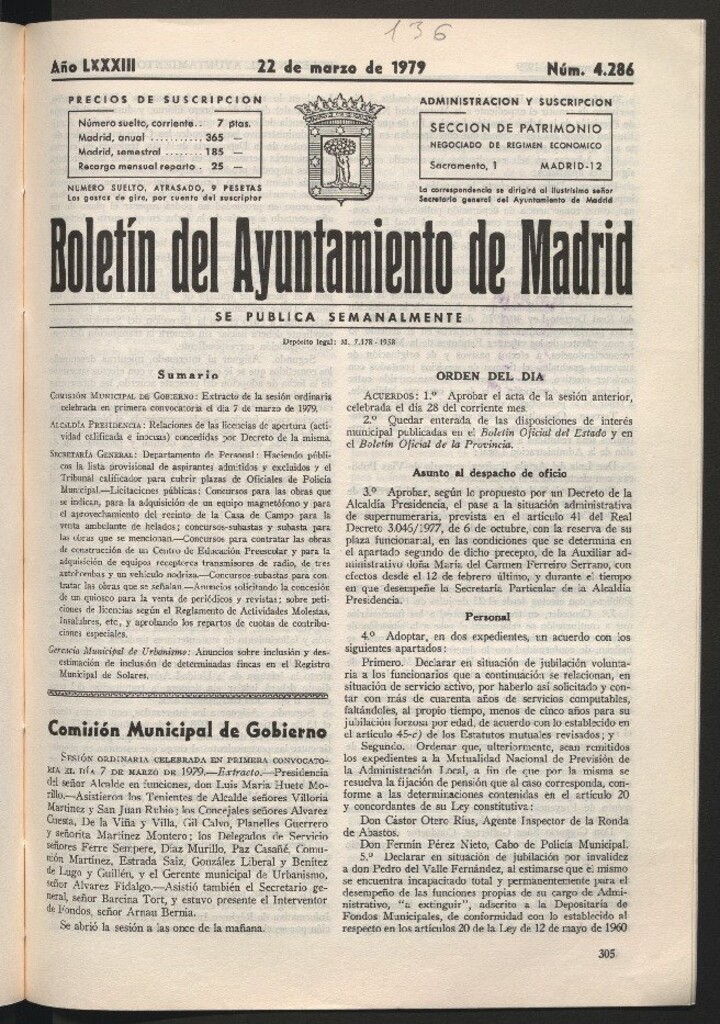 Miniatura de Boletín del Ayuntamiento de Madrid del 22 de marzo de 1979