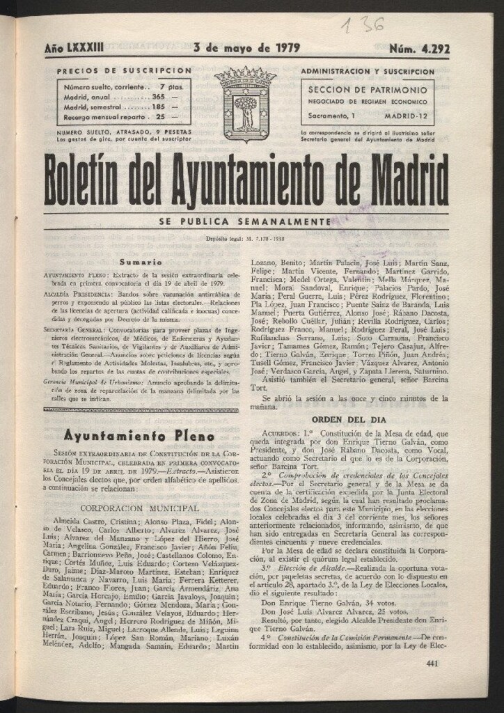 Miniatura de Boletín del Ayuntamiento de Madrid del 3 de mayo de 1979