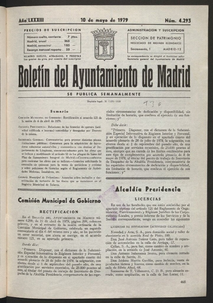 Miniatura de Boletín del Ayuntamiento de Madrid del 10 de mayo de 1979