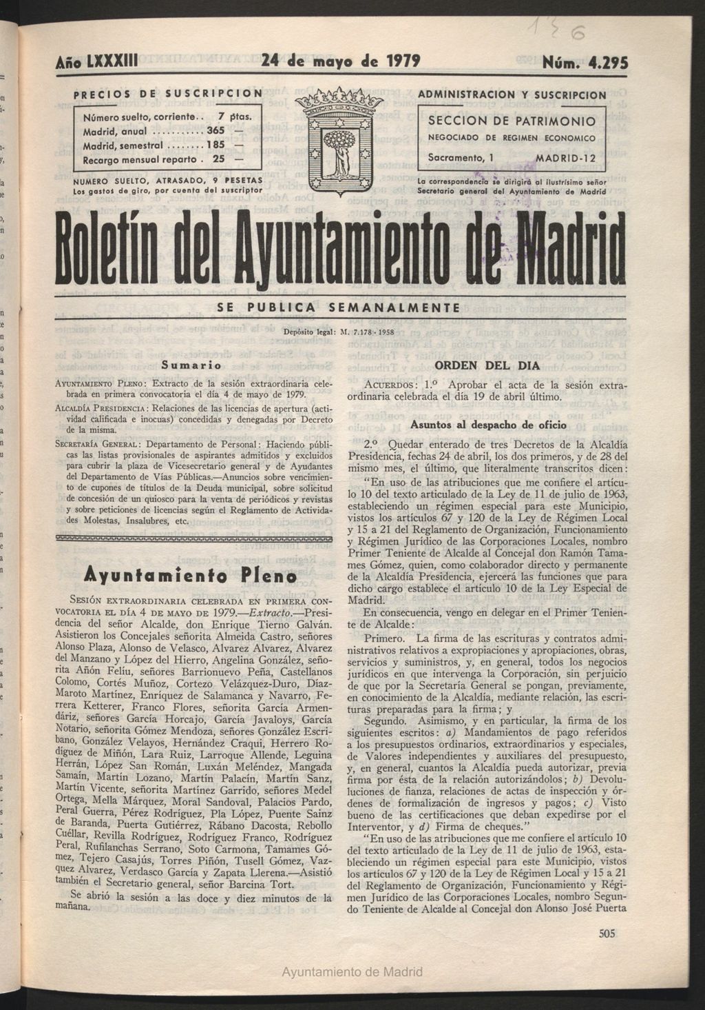 Miniatura de Boletín del Ayuntamiento de Madrid del 24 de mayo de 1979