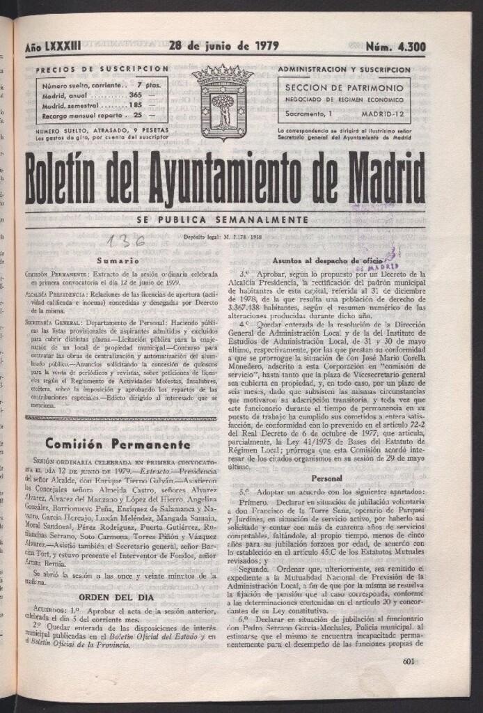 Miniatura de Boletín del Ayuntamiento de Madrid del 28 de junio de 1979