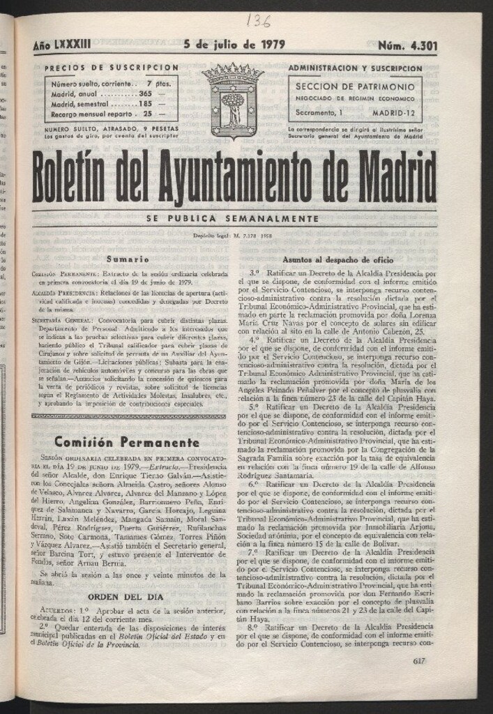 Miniatura de Boletín del Ayuntamiento de Madrid del 5 de julio de 1979