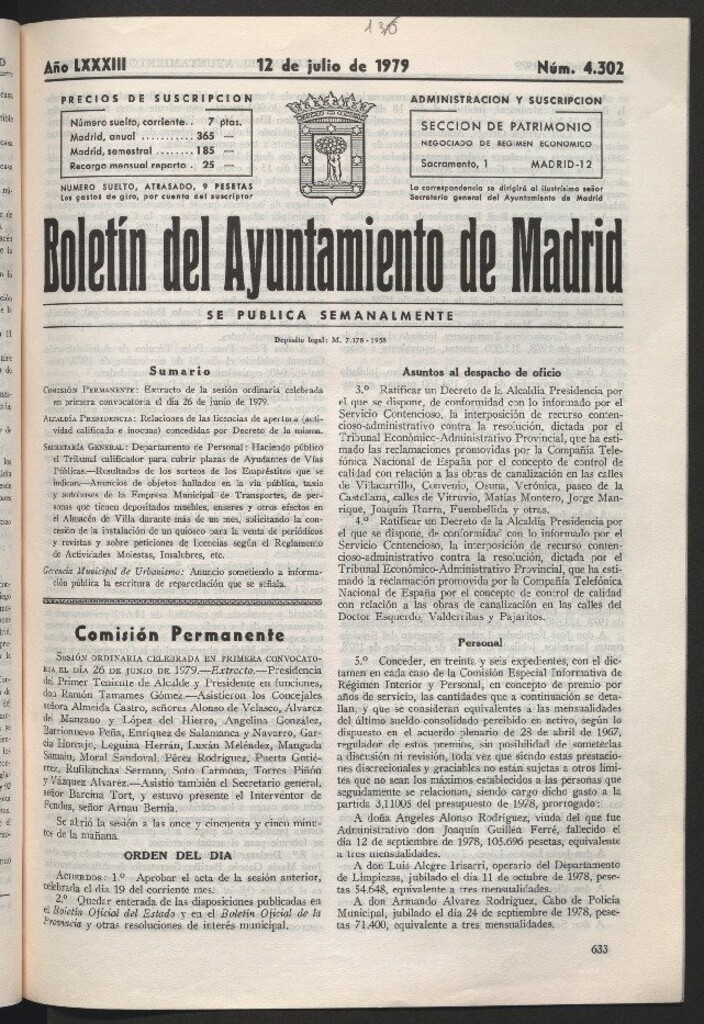 Miniatura de Boletín del Ayuntamiento de Madrid del 12 de julio de 1979