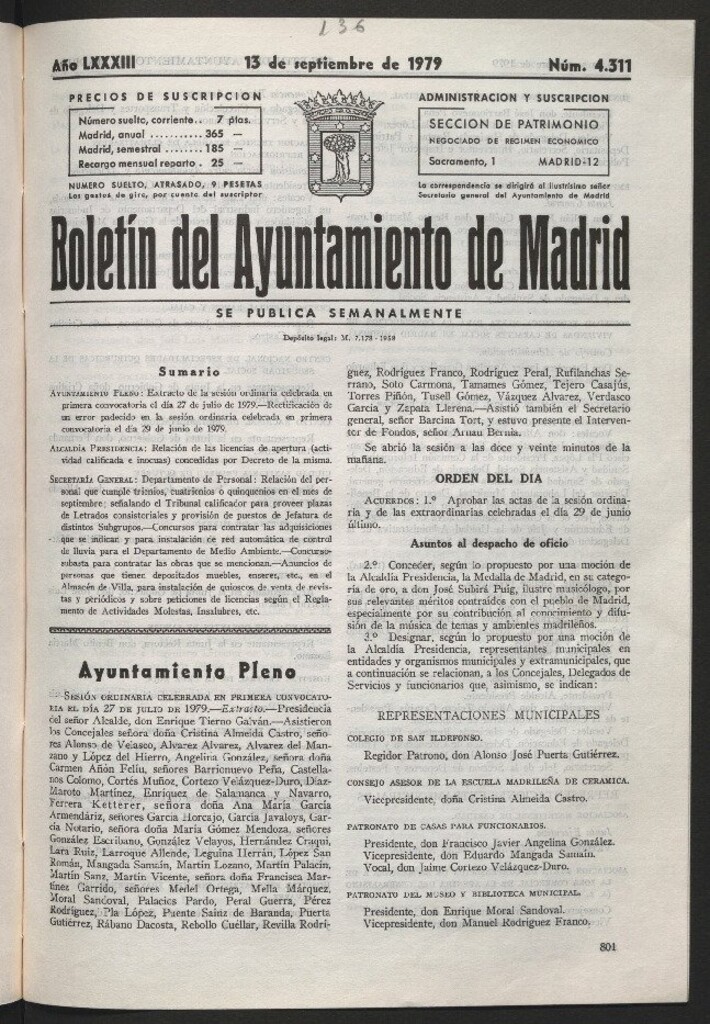 Miniatura de Boletín del Ayuntamiento de Madrid del 13 de septiembre de 1979