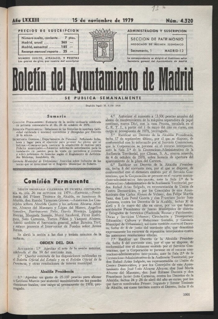 Miniatura de Boletín del Ayuntamiento de Madrid del 15 de noviembre de 1979