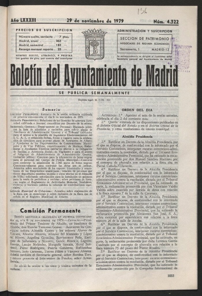 Miniatura de Boletín del Ayuntamiento de Madrid del 29 de noviembre de 1979