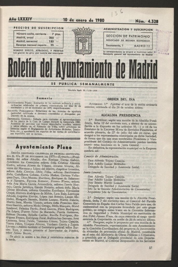 Miniatura de Boletín del Ayuntamiento de Madrid del 10 de enero de 1980