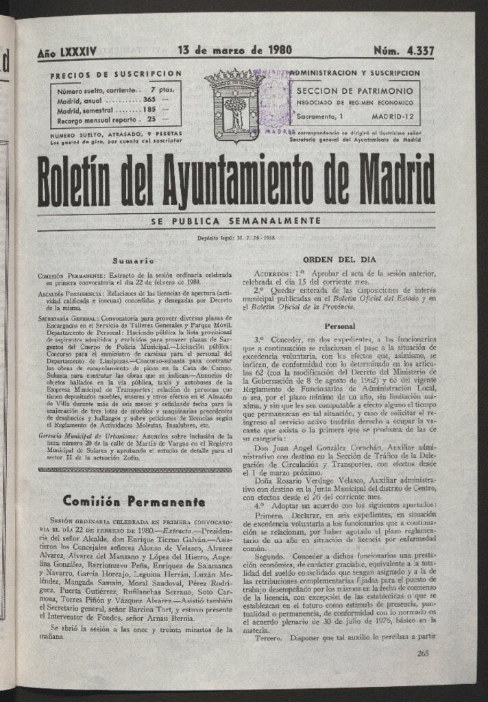 Miniatura de Boletín del Ayuntamiento de Madrid del 13 de marzo de 1980