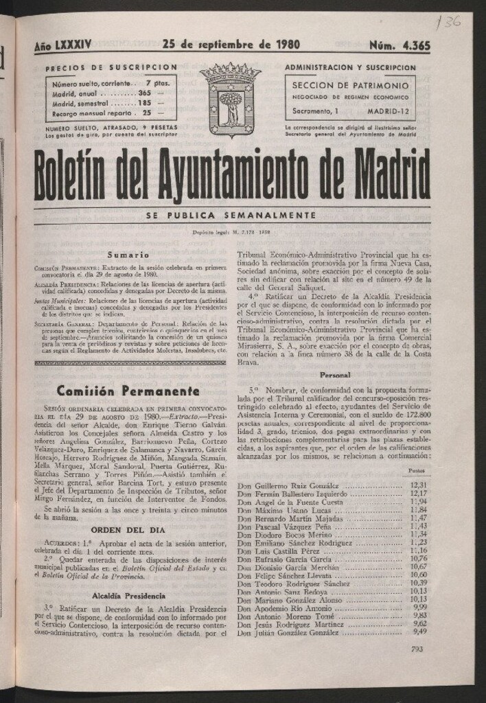 Miniatura de Boletín del Ayuntamiento de Madrid del 25 de septiembre de 1980