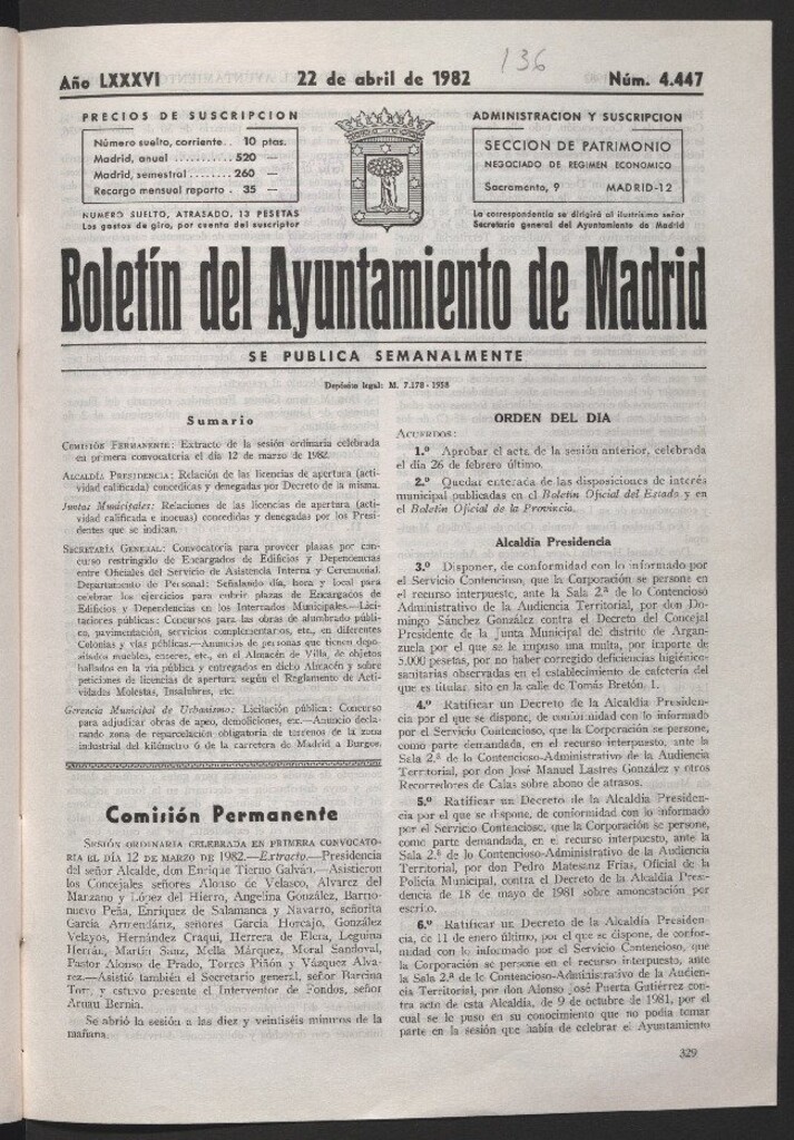 Miniatura de Boletín del Ayuntamiento de Madrid del 22 de abril de 1982