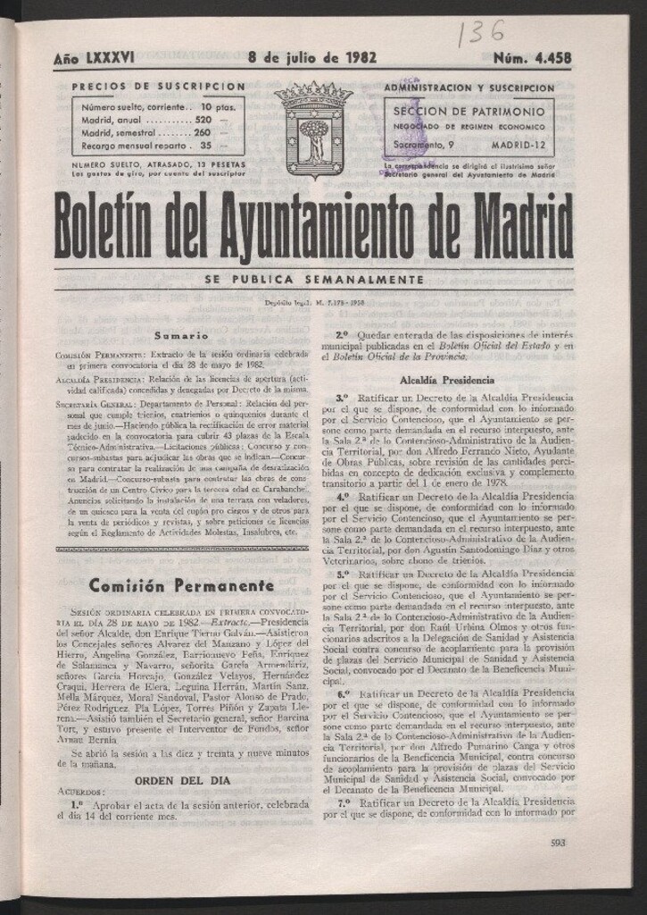 Miniatura de Boletín del Ayuntamiento de Madrid del 8 de julio de 1982
