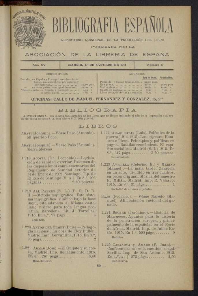Miniatura de Bibliografía Española del 1 de octubre de 1915