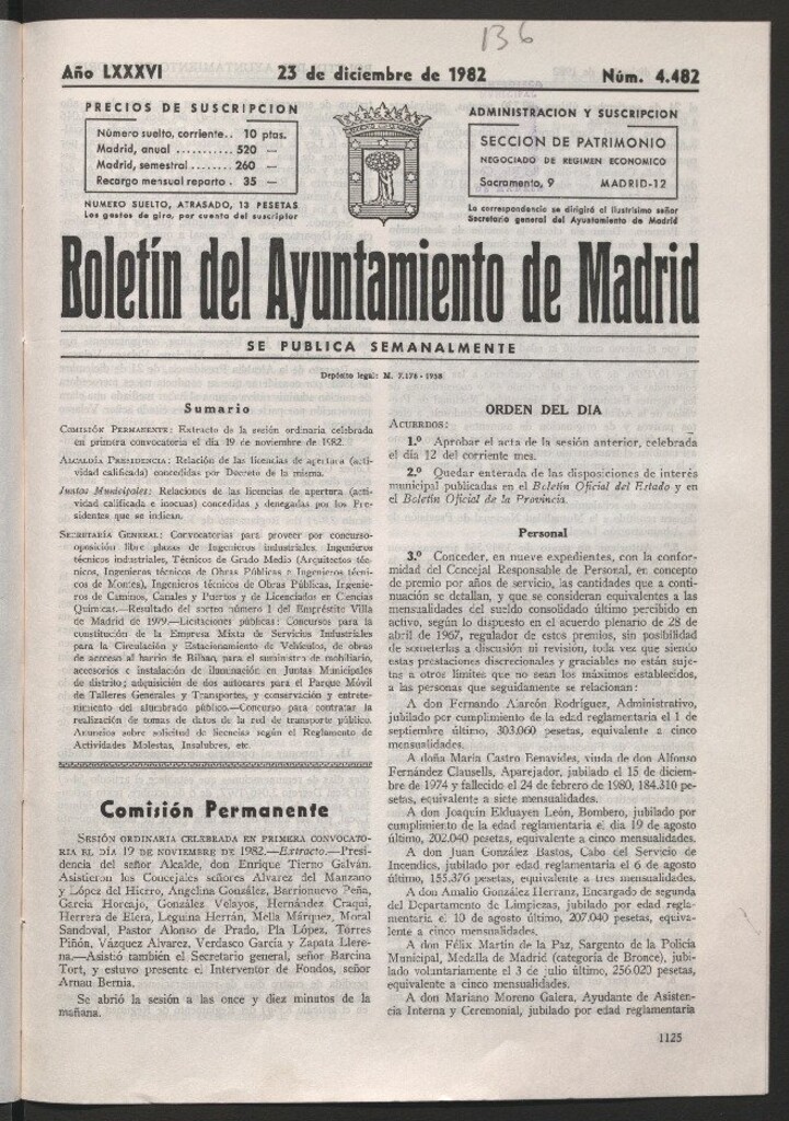 Miniatura de Boletín del Ayuntamiento de Madrid del 23 de diciembre de 1982