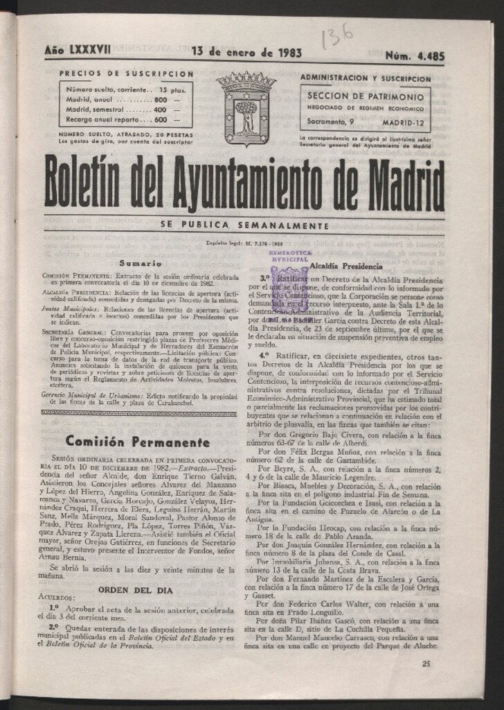 Miniatura de Boletín del Ayuntamiento de Madrid del 13 de enero de 1983