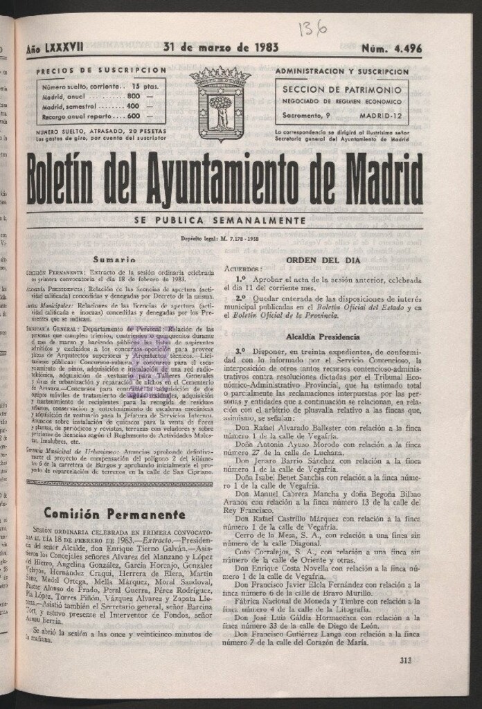 Miniatura de Boletín del Ayuntamiento de Madrid del 31 de marzo de 1983