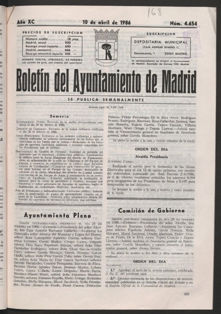 Miniatura de Boletín del Ayuntamiento de Madrid del 10 de abril de 1986