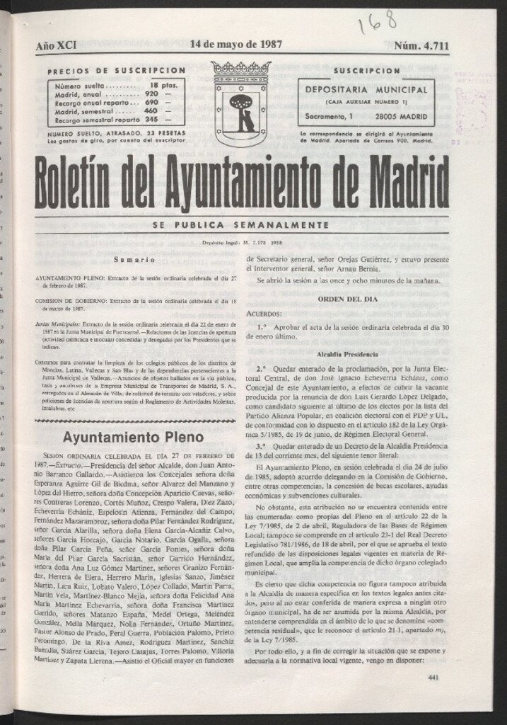 Miniatura de Boletín del Ayuntamiento de Madrid del 14 de mayo de 1987