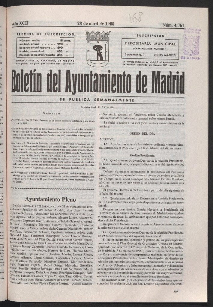 Miniatura de Boletín del Ayuntamiento de Madrid del 28 de abril de 1988