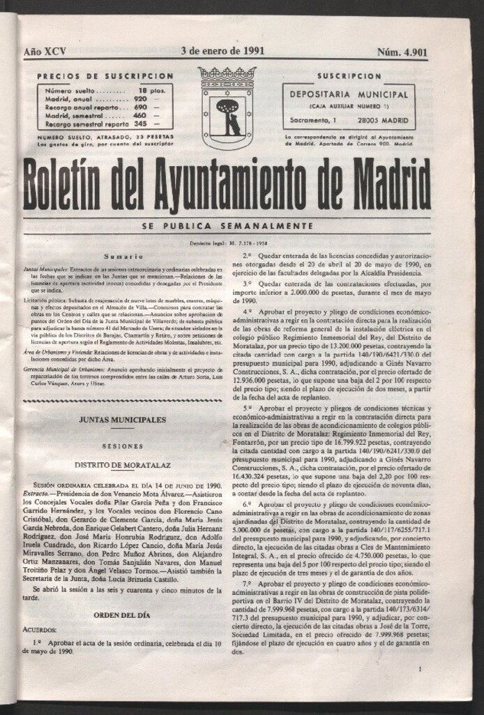 Miniatura de Boletín del Ayuntamiento de Madrid del 3 de enero de 1991