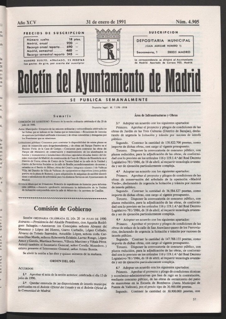Miniatura de Boletín del Ayuntamiento de Madrid del 31 de enero de 1991