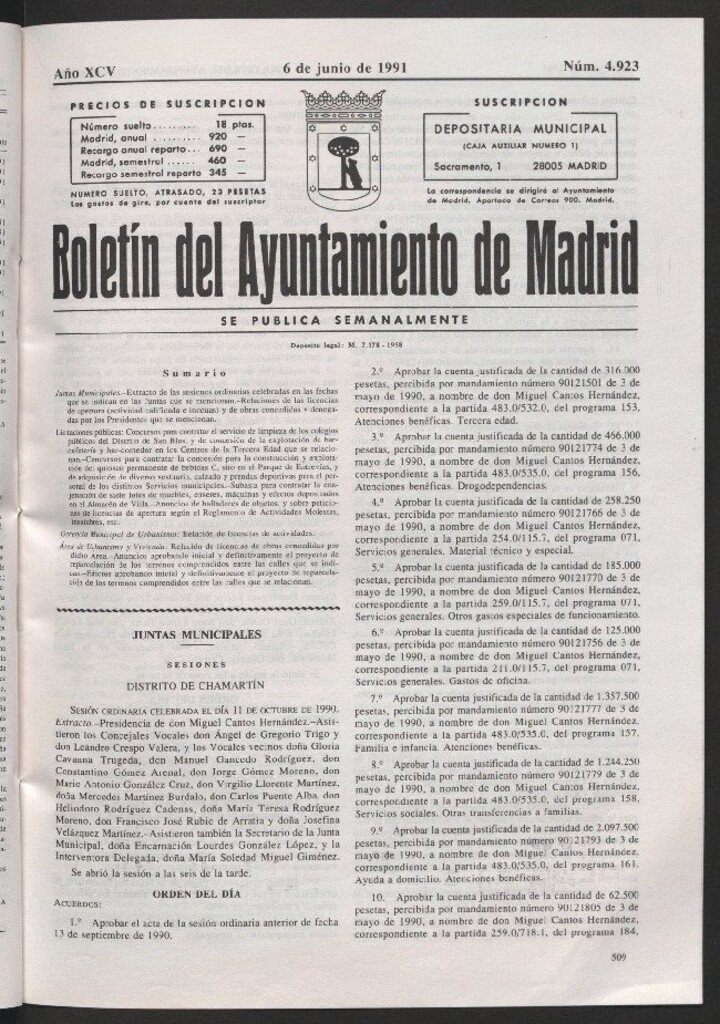 Miniatura de Boletín del Ayuntamiento de Madrid del 6 de junio de 1991