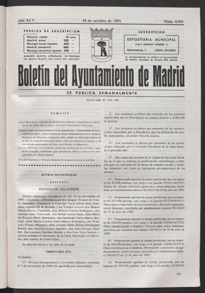 Miniatura de Boletín del Ayuntamiento de Madrid del 10 de octubre de 1991