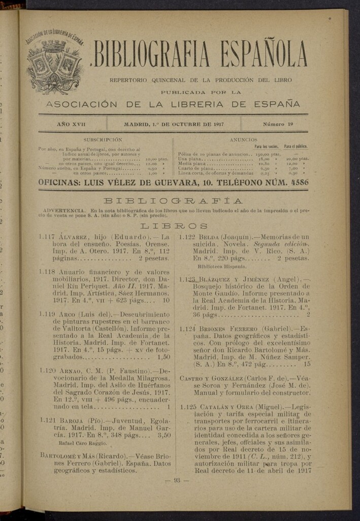 Miniatura de Bibliografía Española del 1 de octubre de 1917