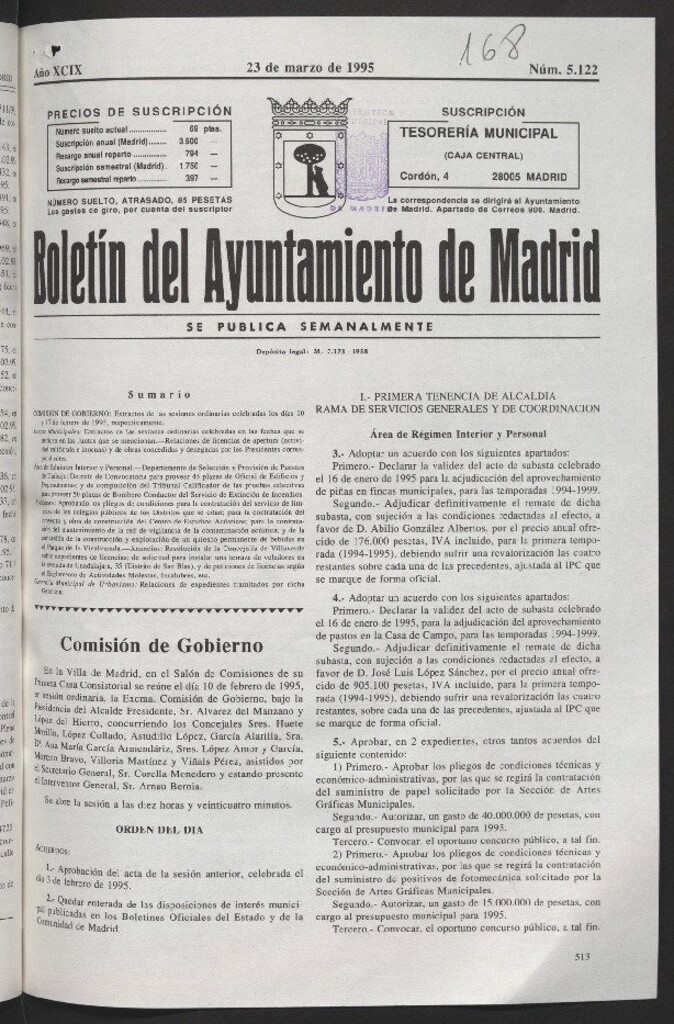 Miniatura de Boletín del Ayuntamiento de Madrid del 23 de marzo de 1995