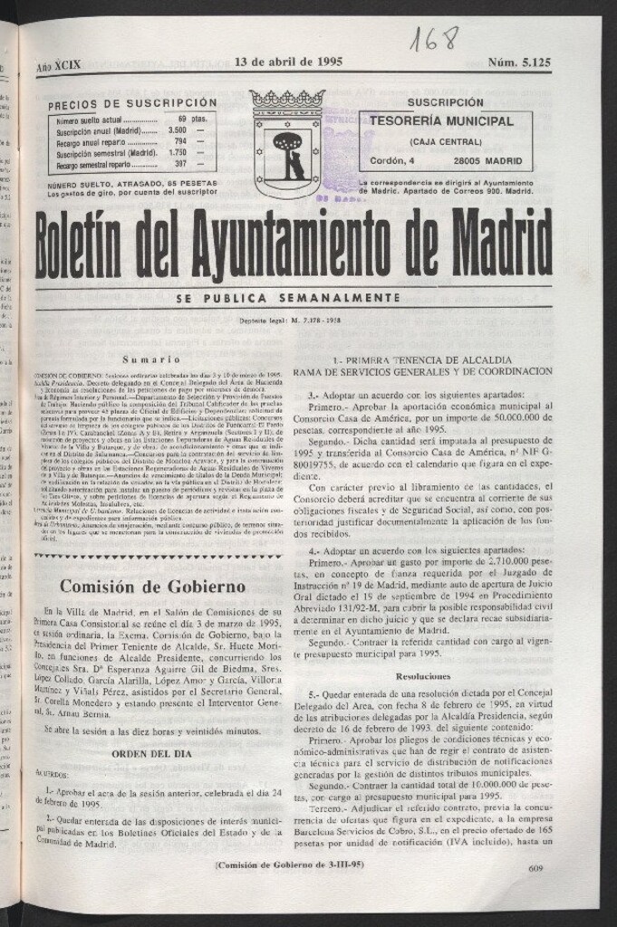 Miniatura de Boletín del Ayuntamiento de Madrid del 13 de abril de 1995