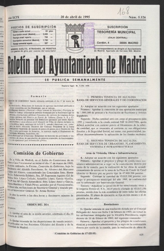 Miniatura de Boletín del Ayuntamiento de Madrid del 20 de abril de 1995