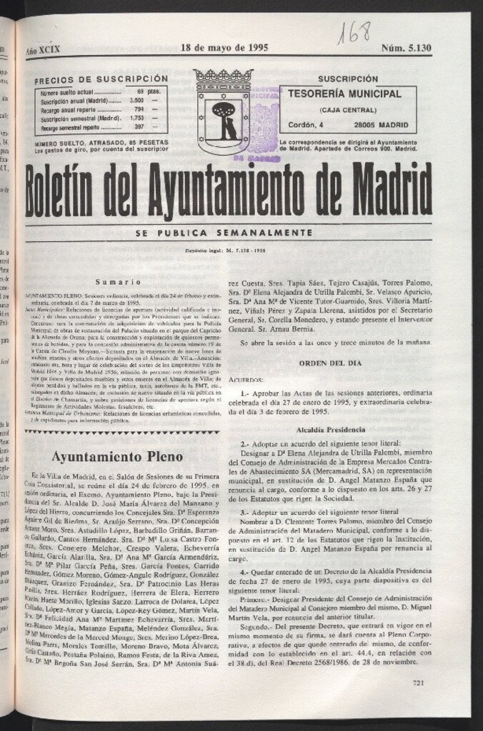 Miniatura de Boletín del Ayuntamiento de Madrid del 18 de mayo de 1995