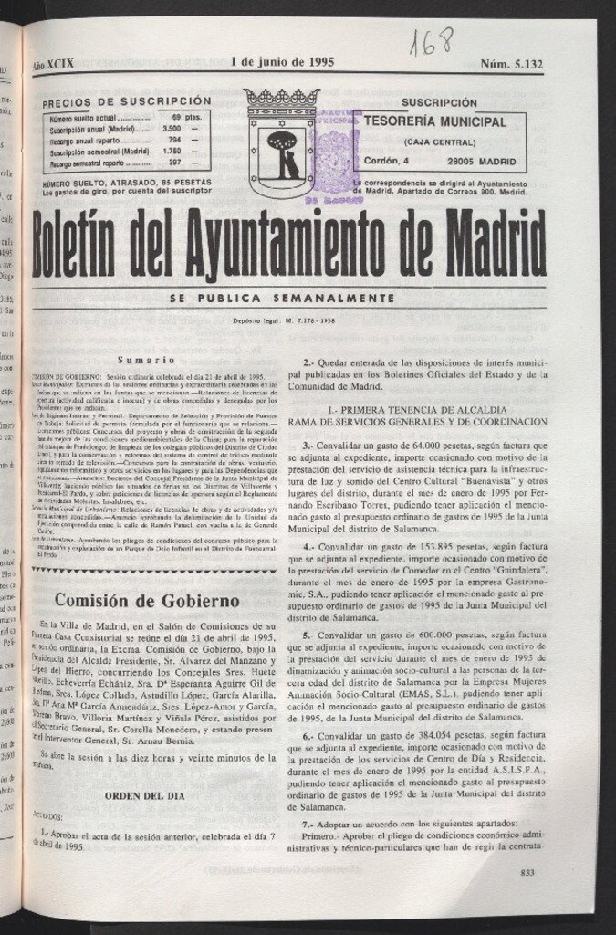 Miniatura de Boletín del Ayuntamiento de Madrid del 1 de junio de 1995