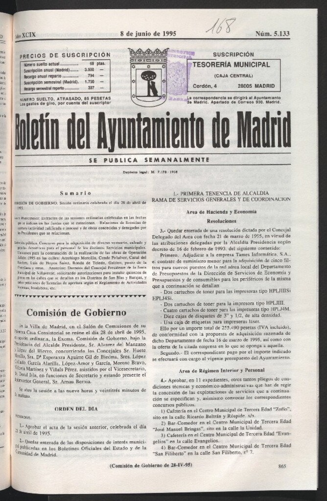 Miniatura de Boletín del Ayuntamiento de Madrid del 8 de junio de 1995