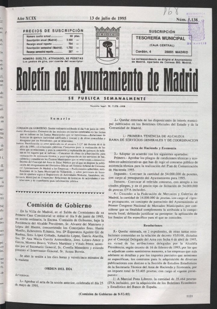 Miniatura de Boletín del Ayuntamiento de Madrid del 13 de julio de 1995