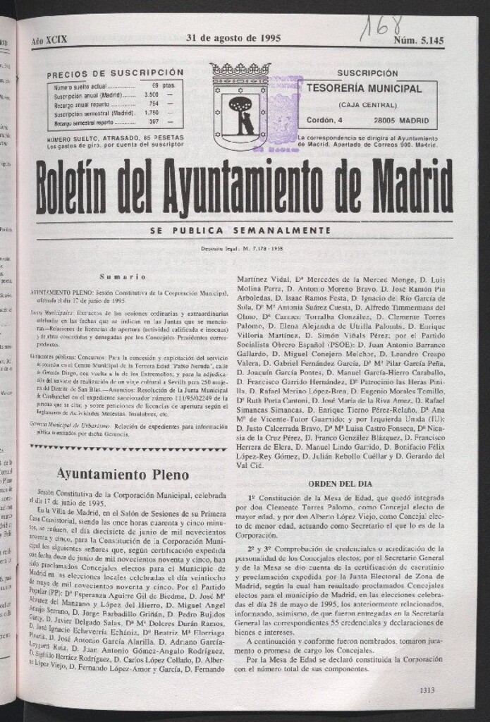 Miniatura de Boletín del Ayuntamiento de Madrid del 31 de agosto de 1995