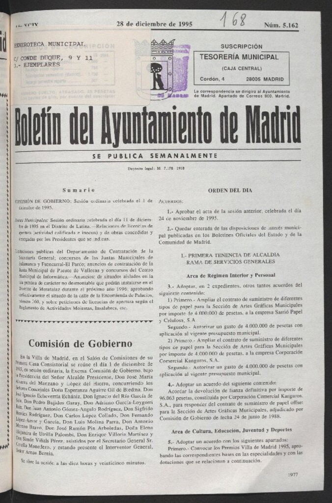 Miniatura de Boletín del Ayuntamiento de Madrid del 28 de diciembre de 1995